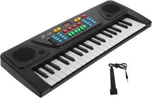 1 Set Electronic Organ Key Music Instrument for Portable Educational with Microphone for Early Music Development and Hand Eye Coordination Black