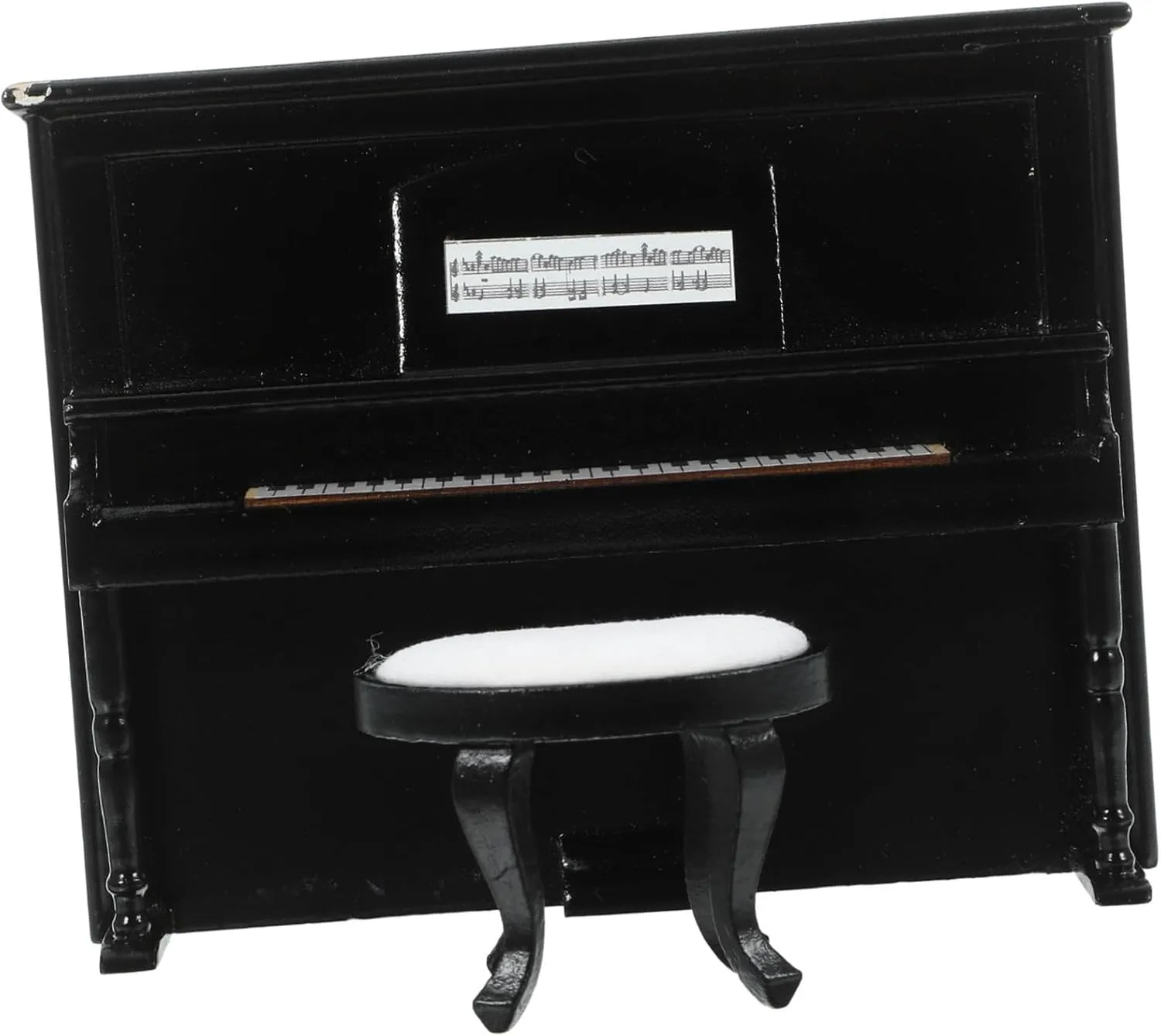 1 Set Miniature Upright Piano Model with Stool Decorative Dollhouse Furniture for Home Scenes and Mini House Decor for Collectors and Creative Displays
