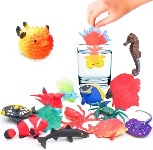 10 Pcs Fish Animal Figure Bath Toys, Sea Animal Color Changing Toys, Sea Creatures for Kids 3 Years and up, for Themed Parties, Cake Topper, Kids Easter Basket