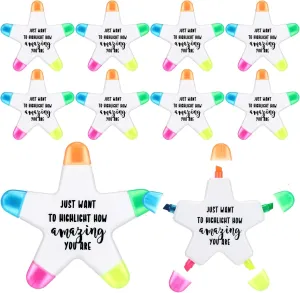 10 Sets Graduation Inspirational Highlighters Brush Tip Bulk 5 in 1 Inspirational Highlighters Brush Affirmation Gifts Class Awards for Kids Students Awards Gifts Bulk from Teachers(Star 1)