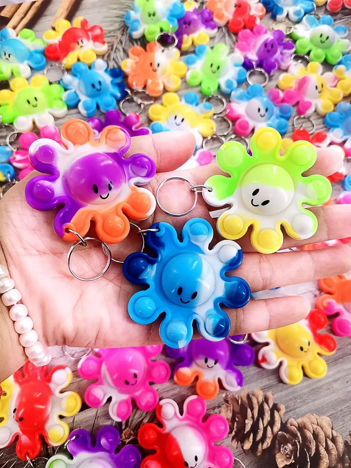 100 Packs Octopus Funny Small Summer Gifts Unique Mini Item Assorted fidgets Toys for Kids Children Students Gifts from Classroom Teacher,Birthday Party Bubble Favors Supplies