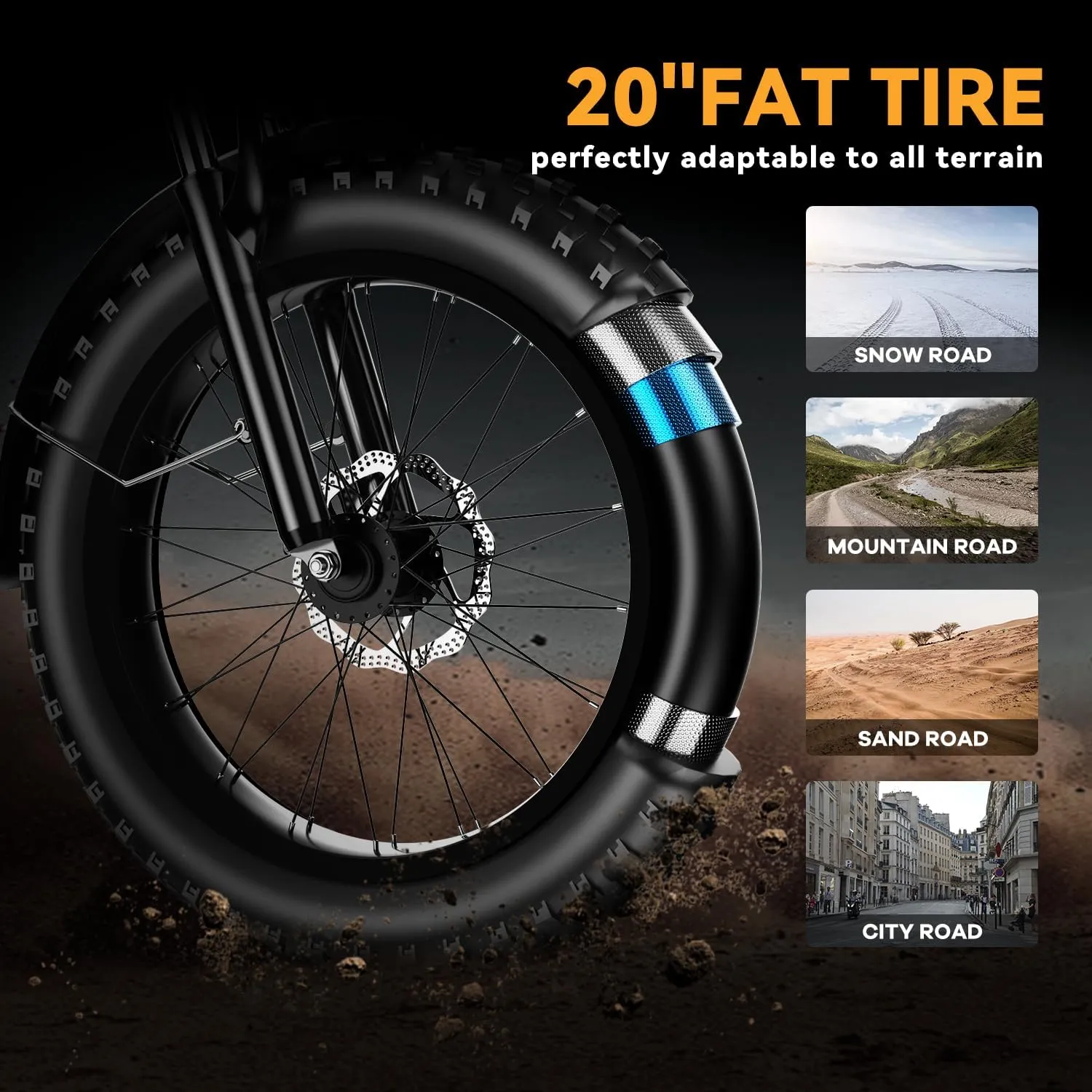 1000W Folding Electric Bike, 48V 20AH Large Removable Battery E Bike, 30 MPH, 80 Miles Max Range, 20" Fat Tire Electric Bike for Adults, Adult Electric Bicycles for Commute Beach Snow