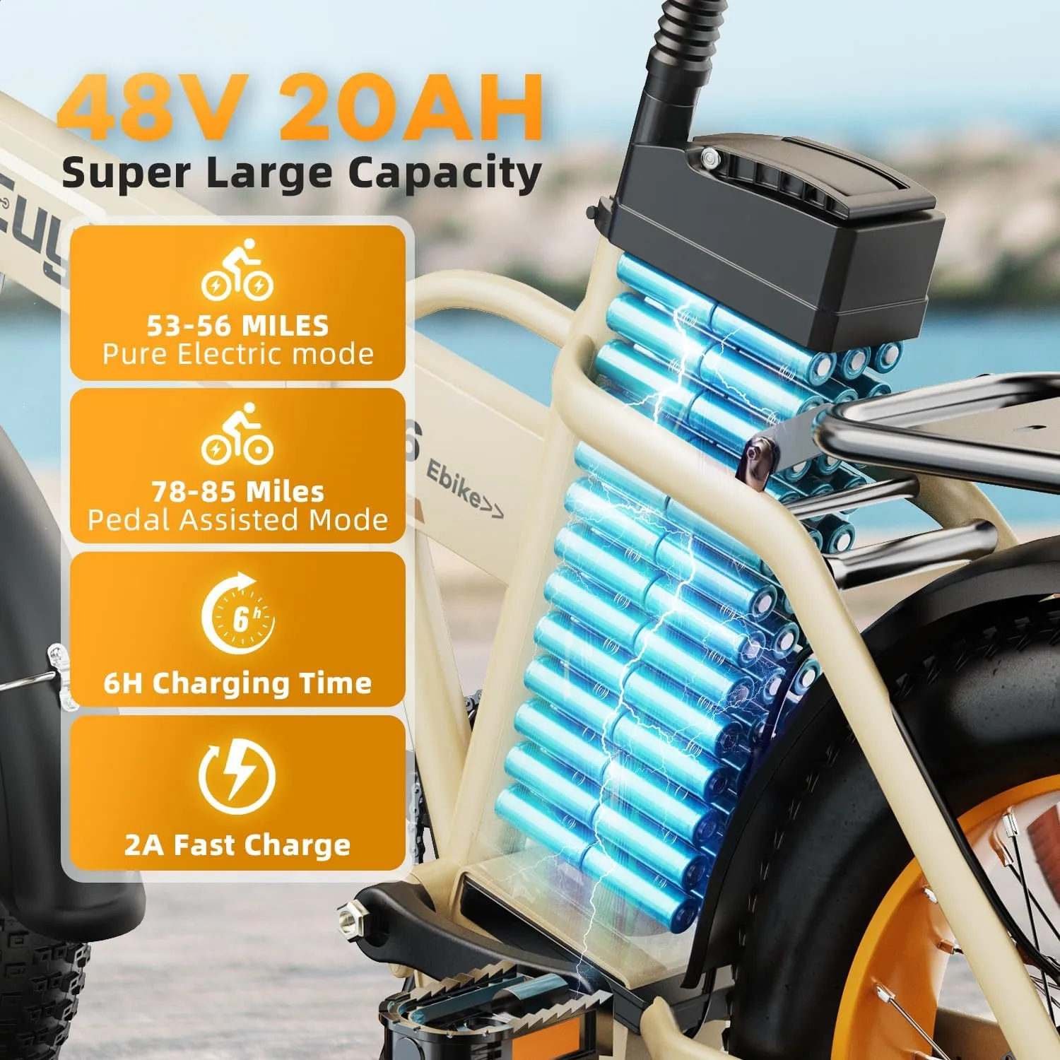 1000W Folding Electric Bike, 48V 20AH Large Removable Battery E Bike, 30 MPH, 80 Miles Max Range, 20" Fat Tire Electric Bike for Adults, Adult Electric Bicycles for Commute Beach Snow