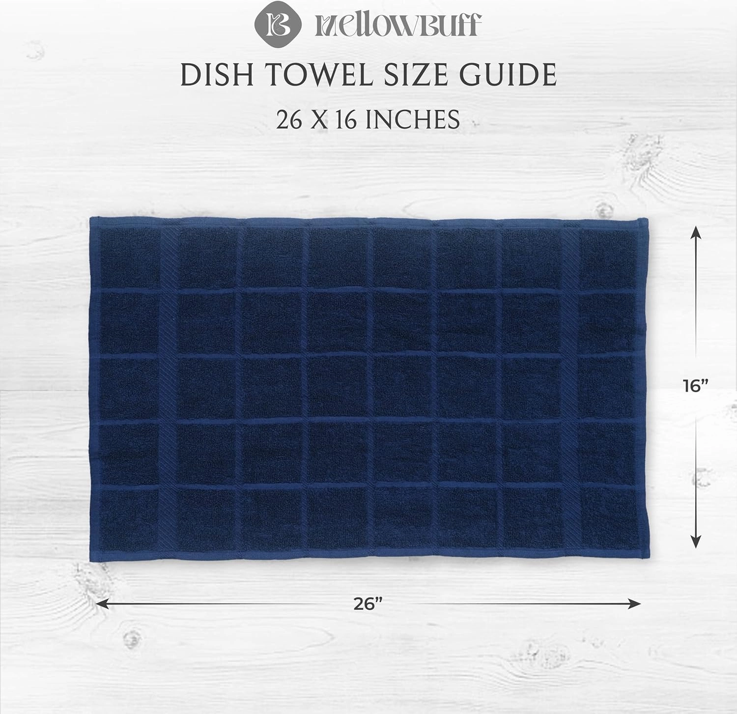 100% Cotton Terry Dish Towels for Kitchen, 4 Pack Plain, 16 x26 Inches, Super Soft and Absorbent, Perfect for Cleaning and Dish Washing | Navy Blue Kitchen Towels