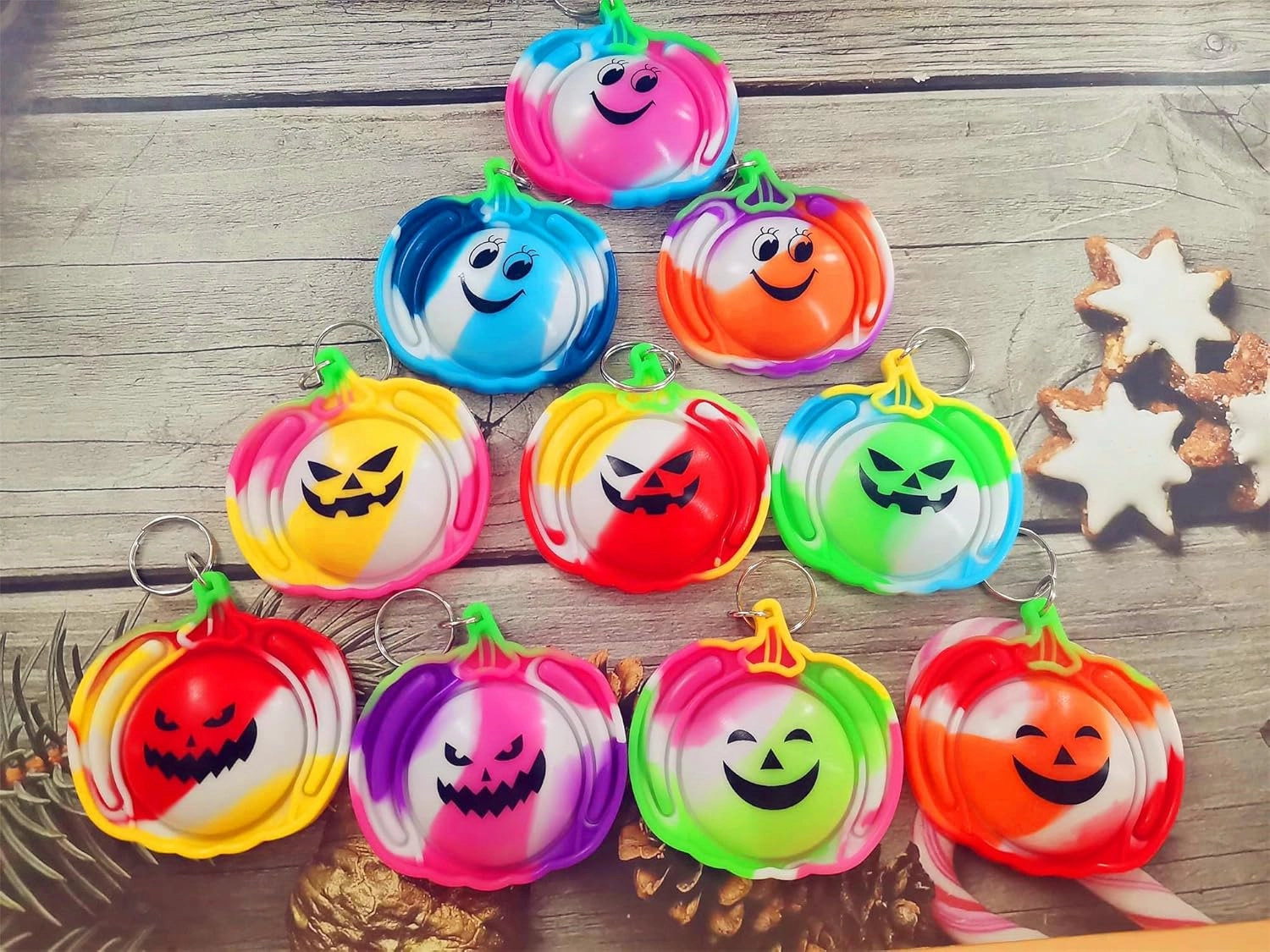 100 Packs Bulk Halloween Pumpkin Fidget Mini Pop for Adult Kids Party Favors and Classroom Students Gifts