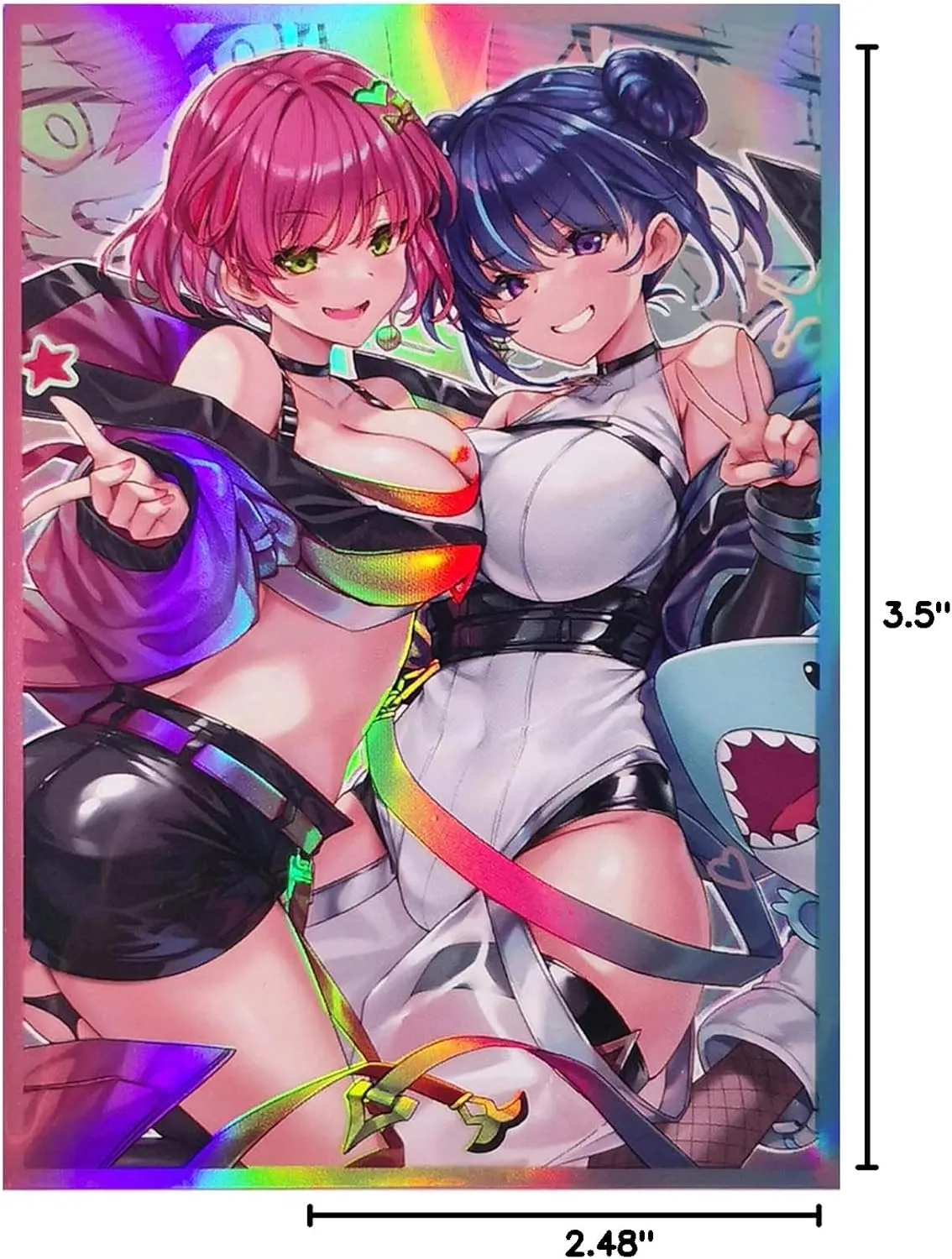100ct Holographic Flashing (Different Painted Twins) Top Loading Trading Card Sleeves Deck Protector for YuGiOh/Japanese Sized Cards 63x90mm (A02)