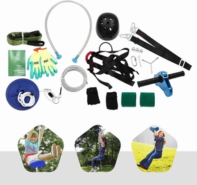 100FT Zip Line Kit for Kids and Adult Zipline Up to 330 Lbs, Zip line Kits for Backyard with Safety Belt a Safety Helmet and an Anti-Slip Handle
