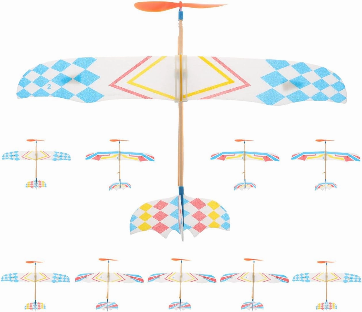 10Pcs Rubber Band Powered Aircraft Airplane Model Wood Airplane Kits Throwing Glider Airplane Toy for Outdoor Sports Toy ＆ Kids Toys Gift