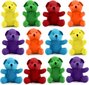 12 Mini Stuffed Bears, Bulk Plush Bears 4 inches,Assorted Bright Colors,Cute Mini Bear for Party Favor, Present Box Stuffers