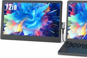 12'' FHD Portable Monitor for Laptop - USB-C/HDMI External Display, Travel Screen Extender With Smart Cover for Windows/Mac/Surface/Android/Switch