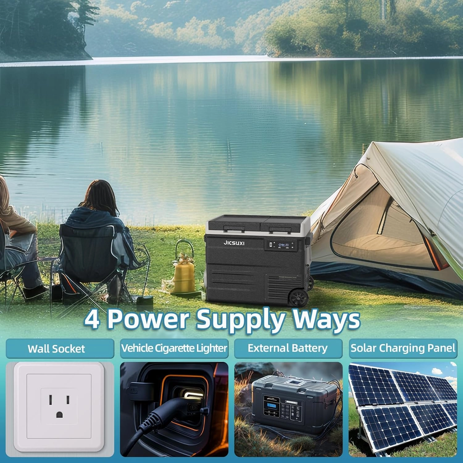 12 Car Refrigerator, 53Quart Dual Zone 12V Car Fridge Portable Freezer(-4F~68F), Compressor Electric Cooler with 12/24V DC 110-240V AC, APP Control, for Camping, Travel, RV, Truck (53Quart)