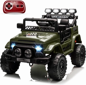 12V Kids Ride On Car for Kids Ages 37-96 Months, Electric Truck Ride On Toys with 5MPH Max Speed, Remote Control, Accelerator Pedal, Treaded Tires, Steering Wheel, Music and Story, Green