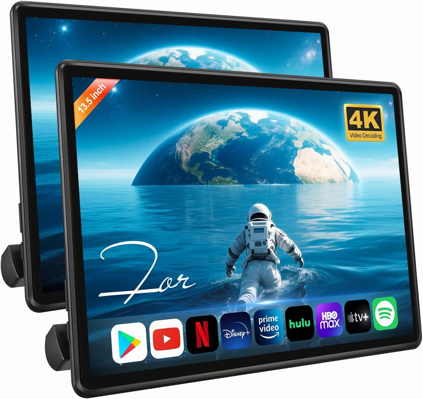 13.5 Inch 4K Car Headrest Monitor | Portable Car TV for Back Seat | Rear Seat Entertainment System|4G RAM 64G ROM | Phone Mirroring | 5G WiFi/Bluetooth/HDMI | Video Player | OTA Updates (2*pc)