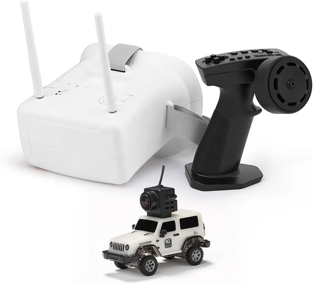 1/64 Scale FPV RC Rock Crawler with Goggles, 8CH 4WD Full Proportional Control Off-Road Vehicle with LED Light, All-Terrain Crawler for Hobbyist