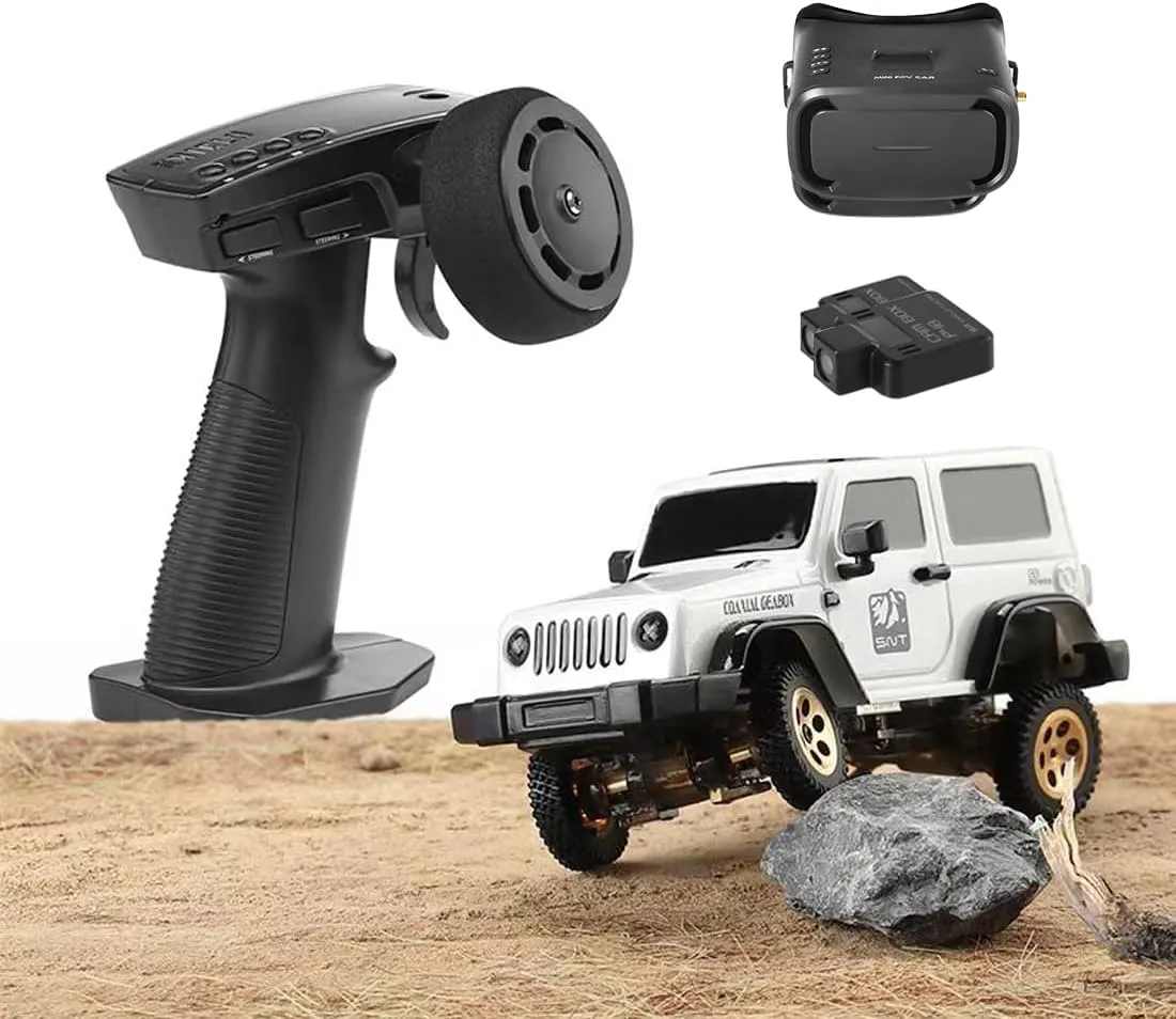 1/64 Scale FPV RC Rock Crawler with Goggles, 8CH 4WD Full Proportional Control Off-Road Vehicle with LED Light, All-Terrain Crawler for Hobbyist