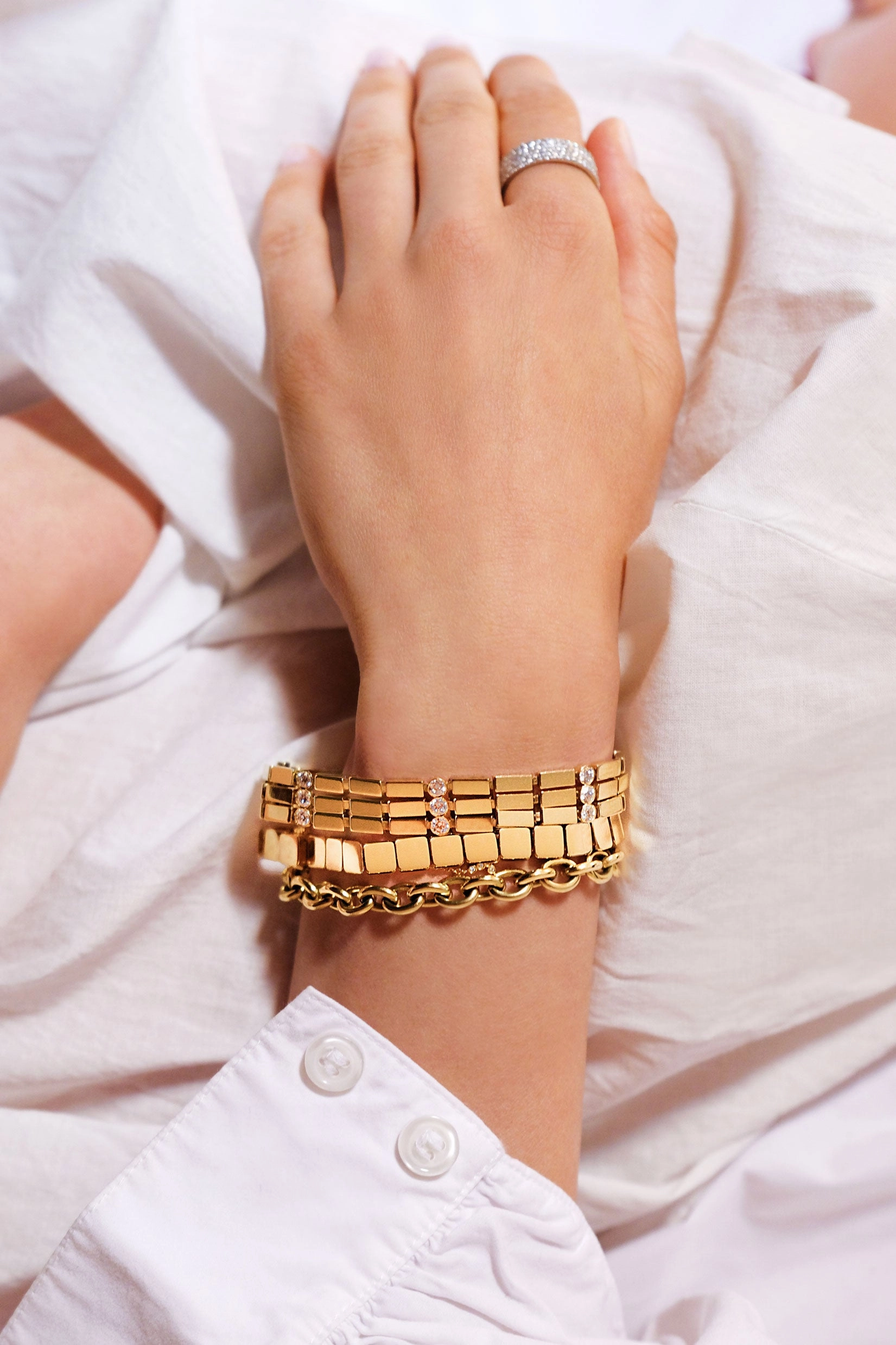 18K Yellow Gold Large Tile Bracelet