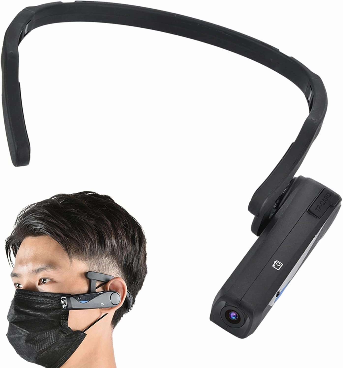 1920x1080P 20MP HD Head Mounted Action Camera, Head Wear Mini Sports Camcorder Wide Angle Video Cell Phone APP Control with Microphone
