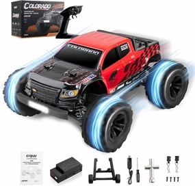 1/18 Brushless Fast RC Cars for Adults, 1/18 Chevrolet Colorado 4X4 Offroad RC Truck, RTR High Speed 45 km/h Hobby Electric RC Monster Trucks,2 Speed Transmission RC Car for Gift(Red)