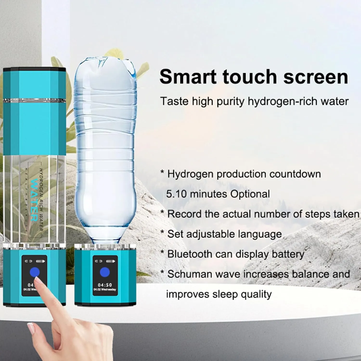2-in-1 Hydrogen Water Bottle Generator, 4000-5000PPB Portable Hydrogen Water Ionizer Machine, with New PEM and SPE Technology, Balanced pH Hydrogen Water Cup