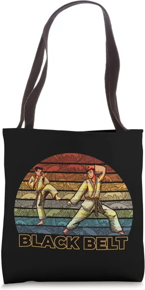 2 Retro Karate Black Belter Fighter in a cool Asia Japan Tote Bag