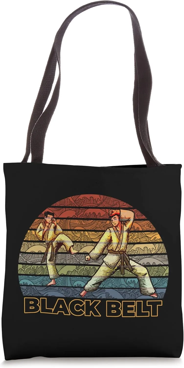 2 Retro Karate Black Belter Fighter in a cool Asia Japan Tote Bag