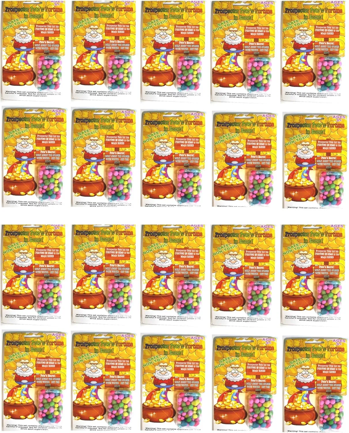 20 Packs of Prospector Pete's Fortune in Gems (Magic Stone)- Science Project Kit, Kid's Party Favor Bundle Pack