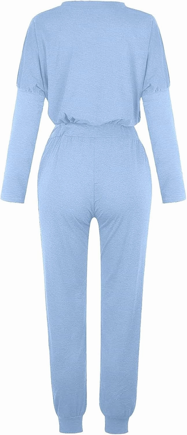 2025 Summer Sports 2 Piece Set,Lounge Sets Lightweight Crewneck Pullover Tops & Long Pants Tracksuit