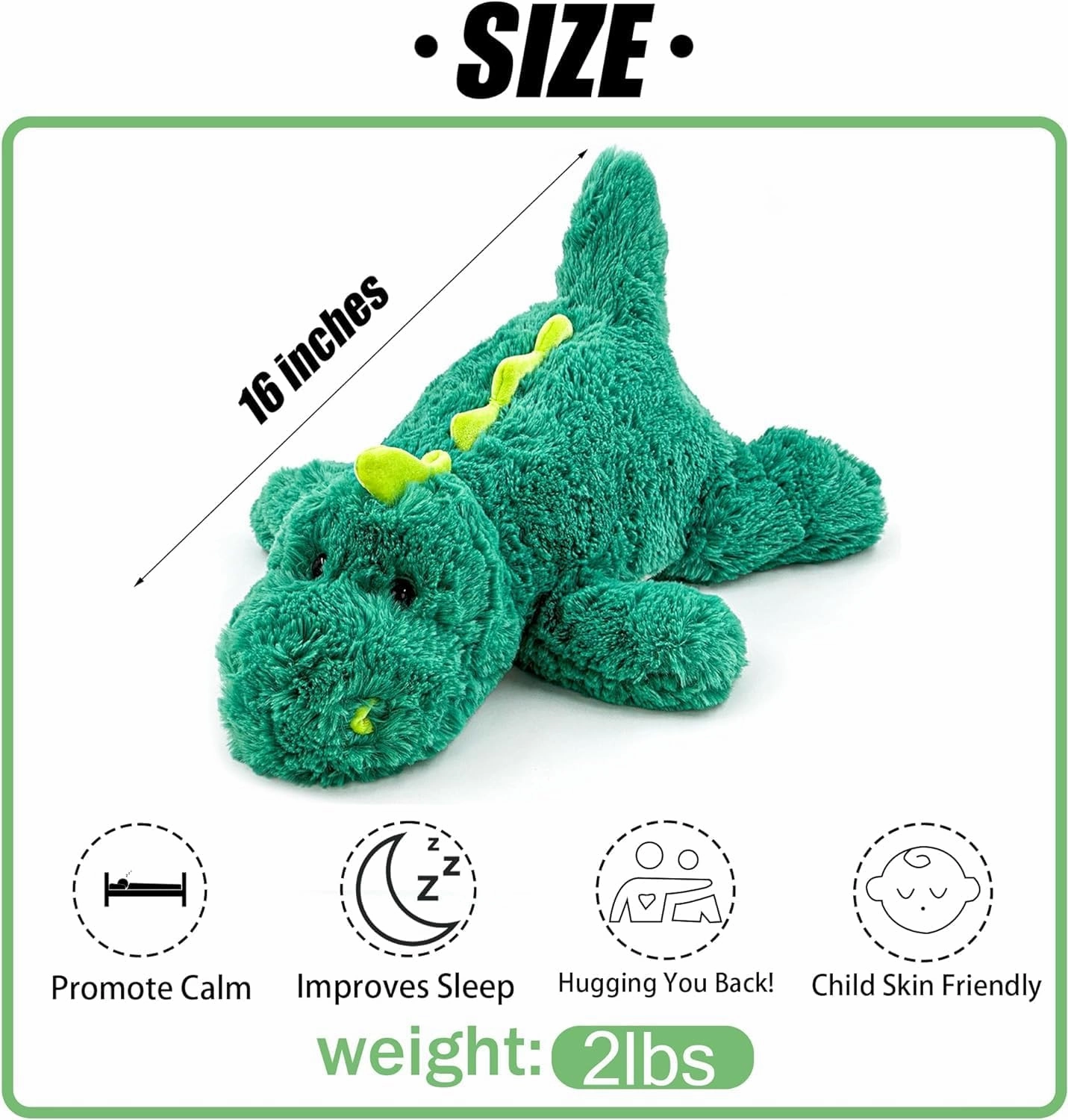 20" | 4 Pounds Weighted Stuffed Animals,Sensory Comfort Plush Throw Pillow Toy, Soft for Home & School, Kawaii Plushies Hugging Toy Gifts for Kids & Adults (Dinosaur, 20 inch 4 Pounds)