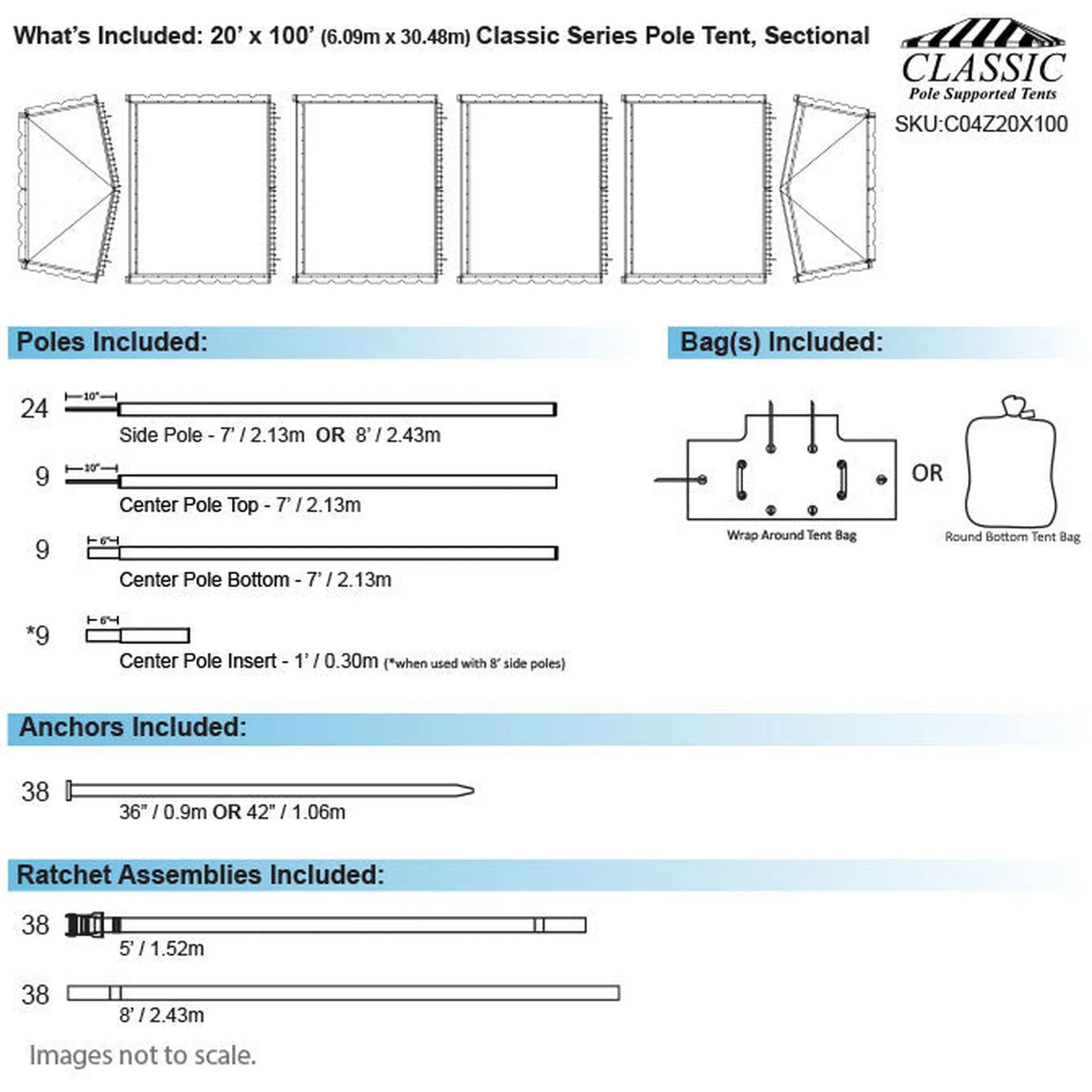 20x100 Classic Series Pole Tent