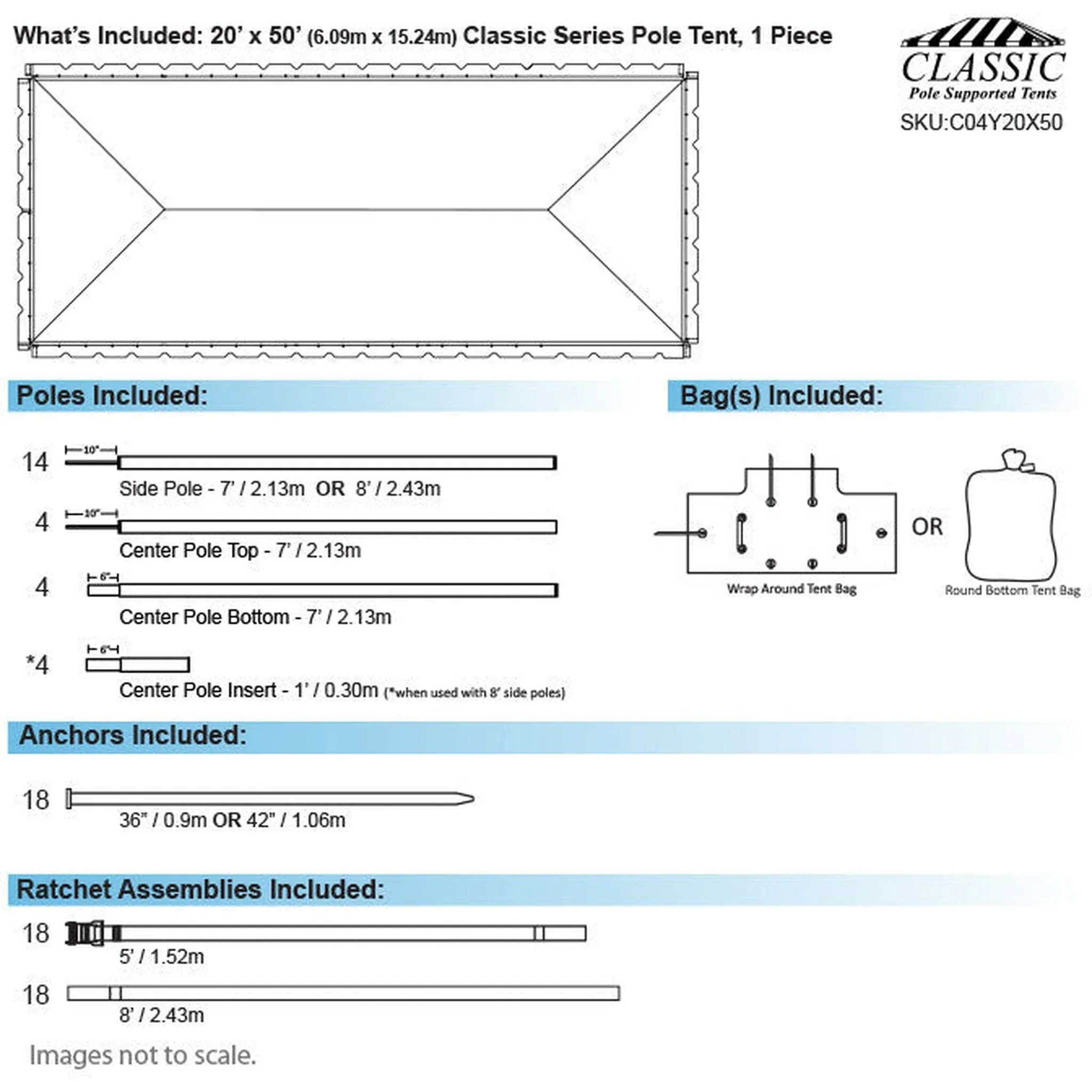 20x50 Classic Series Pole Tent