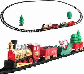 22PCS/Set Christmas Train Set Plastic Christmas Train Set with Lights and Sound Real Scene Creating DIY Electric Train Set Easy to Install Train Toys for Young Engineers,Train Toys
