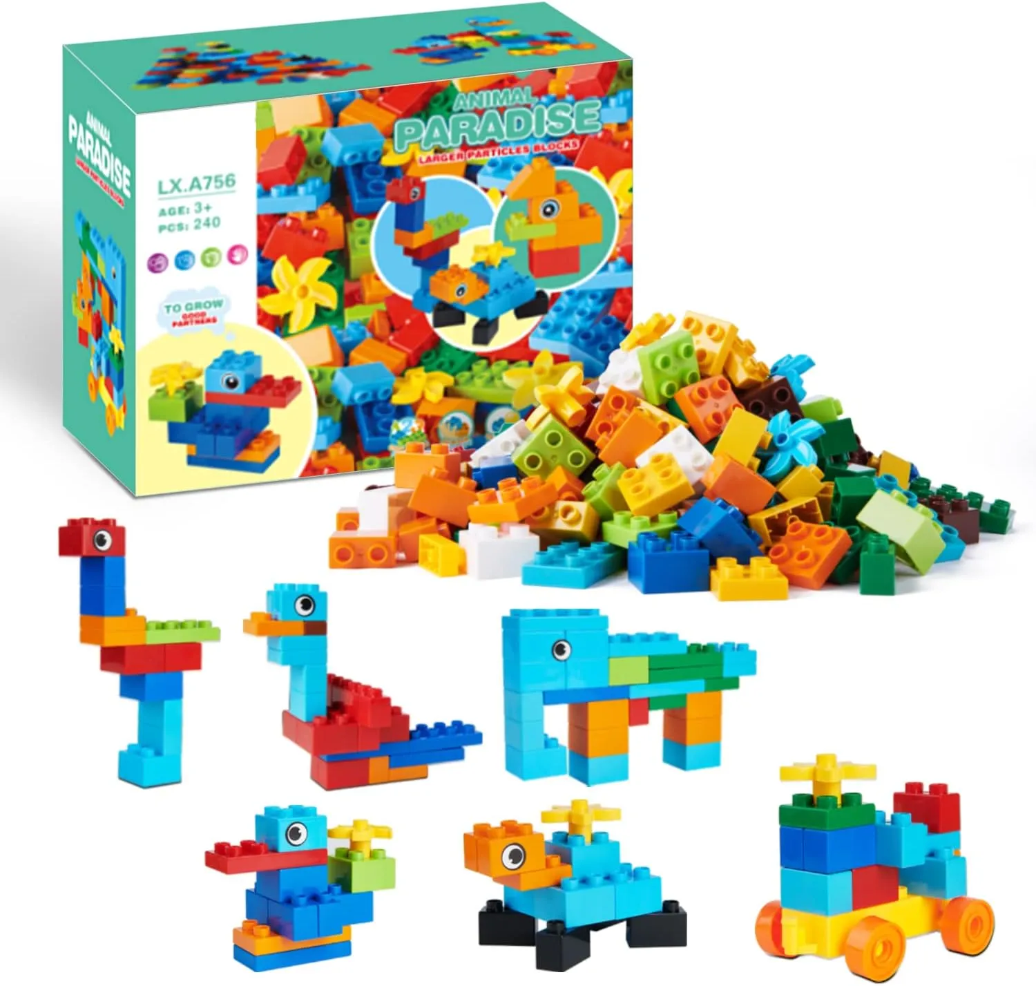 240 Piece Large Building Blocks for Toddlers 3 and up, Classic Building Bricks Set for Kids of All Ages, Compatible with Major Building Systems.