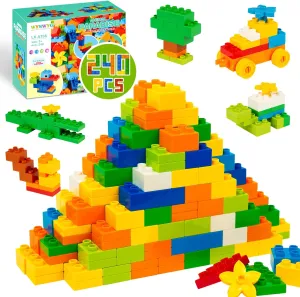 240 Piece Large Building Blocks for Toddlers 3 and up, Classic Building Bricks Set for Kids of All Ages, Compatible with Major Building Systems.