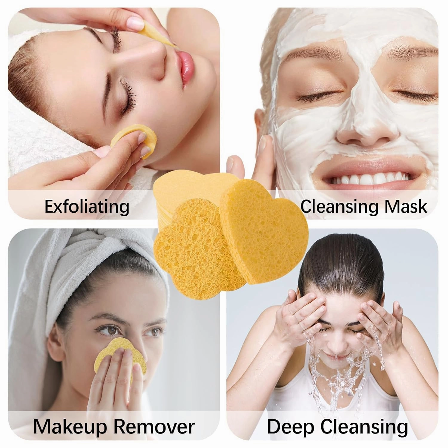 240 Pcs Compressed Facial Sponges with 2 Container, Natural Cellulose Spa Sponges for Face Cleansing, face Sponge Disposable Sponge Pads for Massage, Makeup Removal. (Heart Flower)