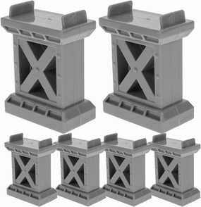 24 Pcs Train Bridge Pier Track Riser Stabilizers - Wooden Train Accessories, Plastic Bridge Supports for Kids' Railway Set, Grey/Green