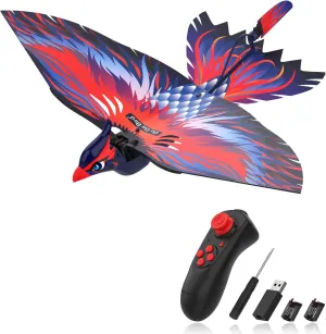2.4G Remote Control Bird Toy RC Bird Bionic Flying Bird,6-axis Gyro,Fabric Single Wing Lifting Design,Easy Indoor Outdoor RC Toy for Kids,Boys and Girls,Go Go Bird Bennu
