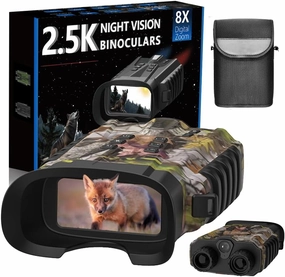 2.5K Night Vision Binoculars for Adults, 3'' Night Vision Goggles 8X Digital Zoom - 5200mAh Rechargeable Battery for Outdoor