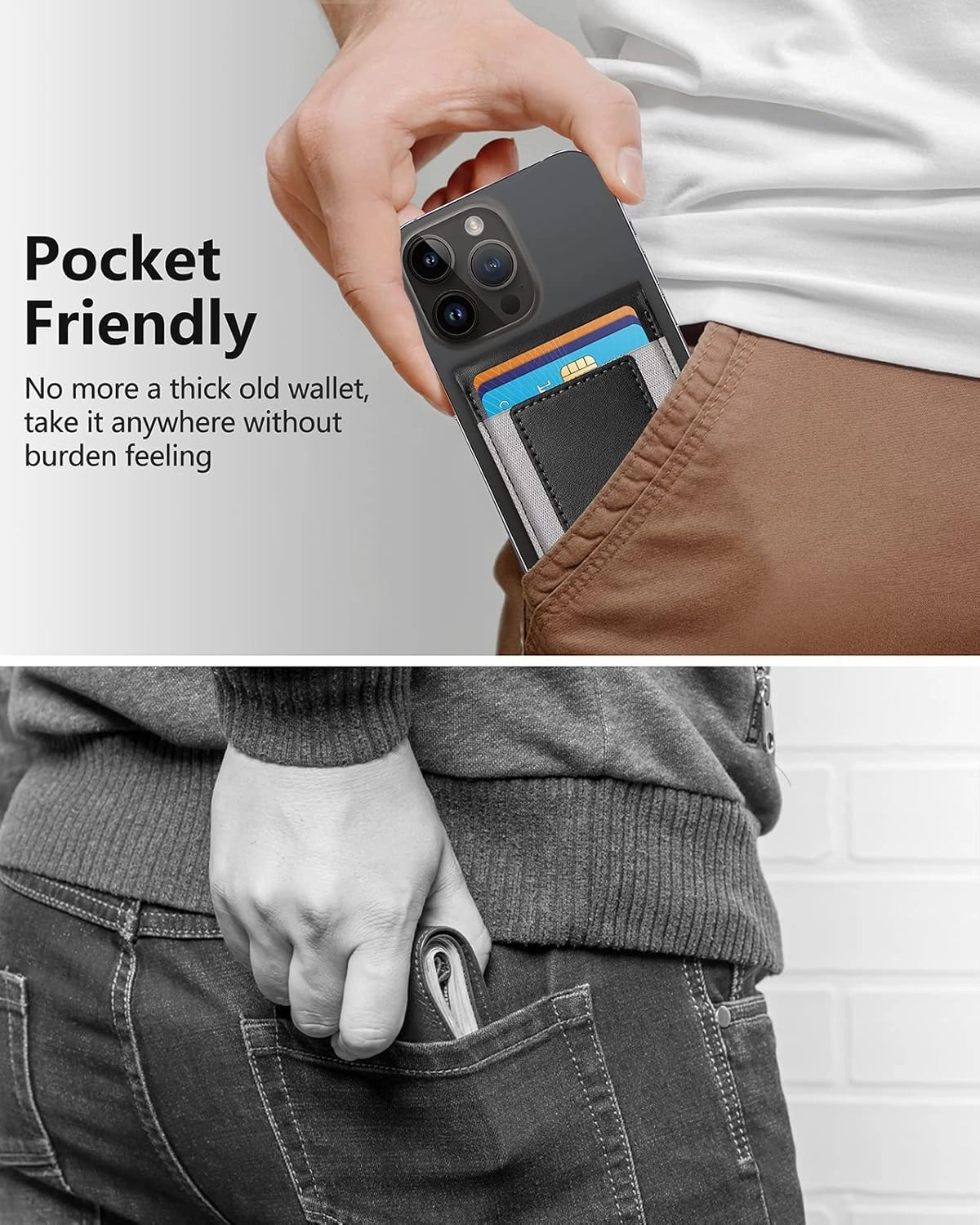 2-in-1 Magsafe Wallet, Up-grade with iPhone Wallet and Adjustable Stand, Open ID Window, Magnetic Wallet for iPhone 16/15/14 Pro Max/14 Pro/14 Plus/13/12 Series, 9 Cards Holder, Vegan Leather, Black
