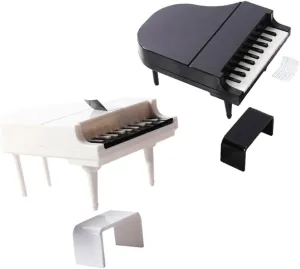 2sets Tiny Piano Model Miniature Dollhouse Furniture Stool Decorative Accessories for DIY Micro Landscapes and Crafts for Mini Furniture Collection