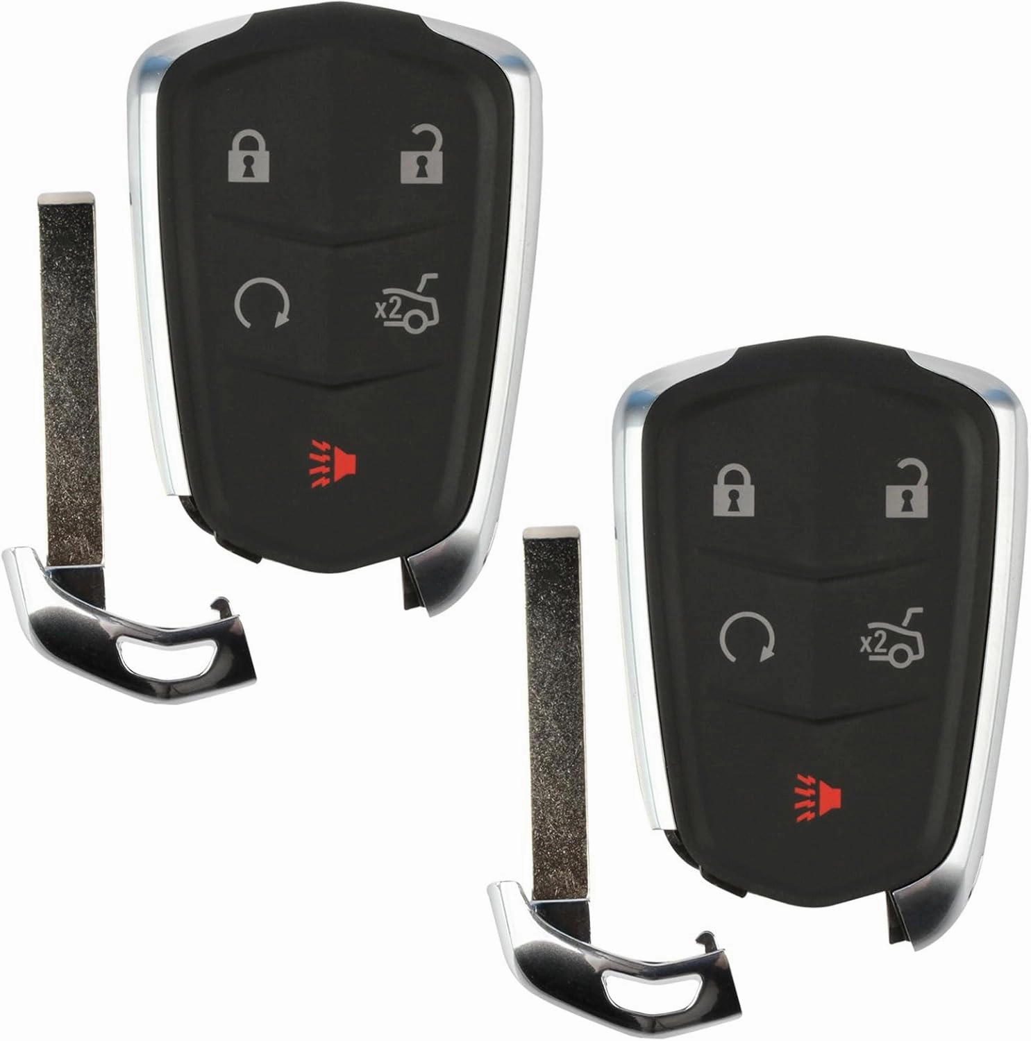 2X KeylessOption Keyless Entry Remote Car Smart Key Fob Control 5-Button Replacement for 2014-2019 Cadillac ATS CTS (HYQ2AB, 13580800, 13598528, 13580811)