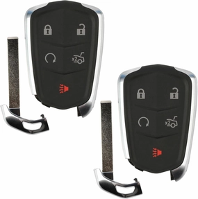 2X KeylessOption Keyless Entry Remote Car Smart Key Fob Control 5-Button Replacement for 2014-2019 Cadillac ATS CTS (HYQ2AB, 13580800, 13598528, 13580811)