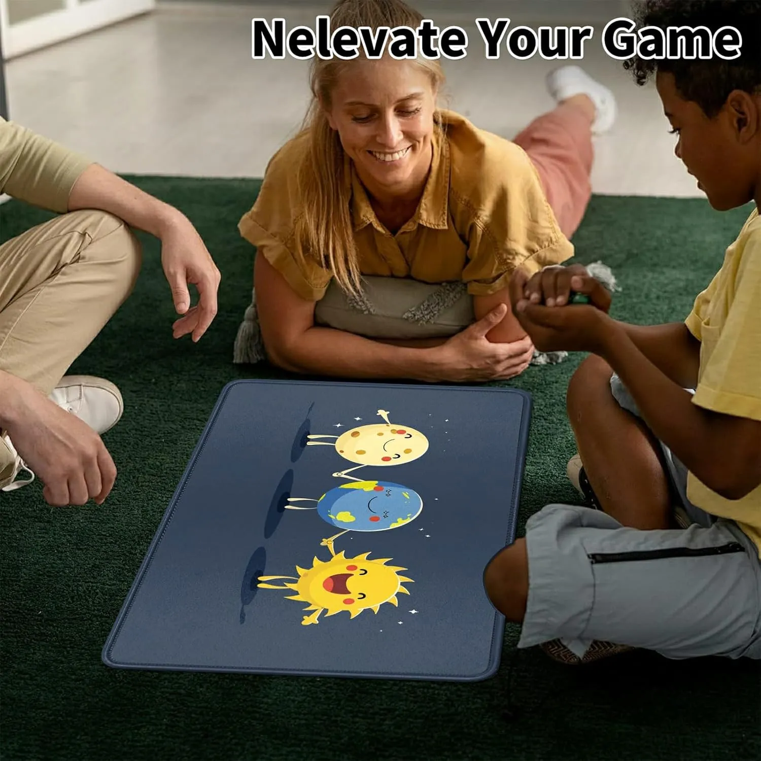 3 Cute Cartoon Planets Card Mat for MTG & TCG Playmat Mouse Pad,23.6" x 13.8" Game Mat Trading Card Game Playmats Table Mat Perfect for Card Games Video Games Computer Office
