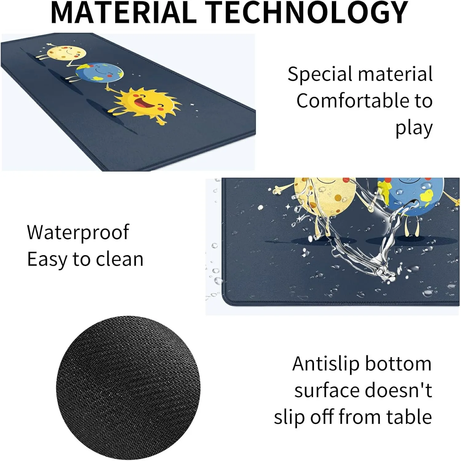 3 Cute Cartoon Planets Card Mat for MTG & TCG Playmat Mouse Pad,23.6" x 13.8" Game Mat Trading Card Game Playmats Table Mat Perfect for Card Games Video Games Computer Office
