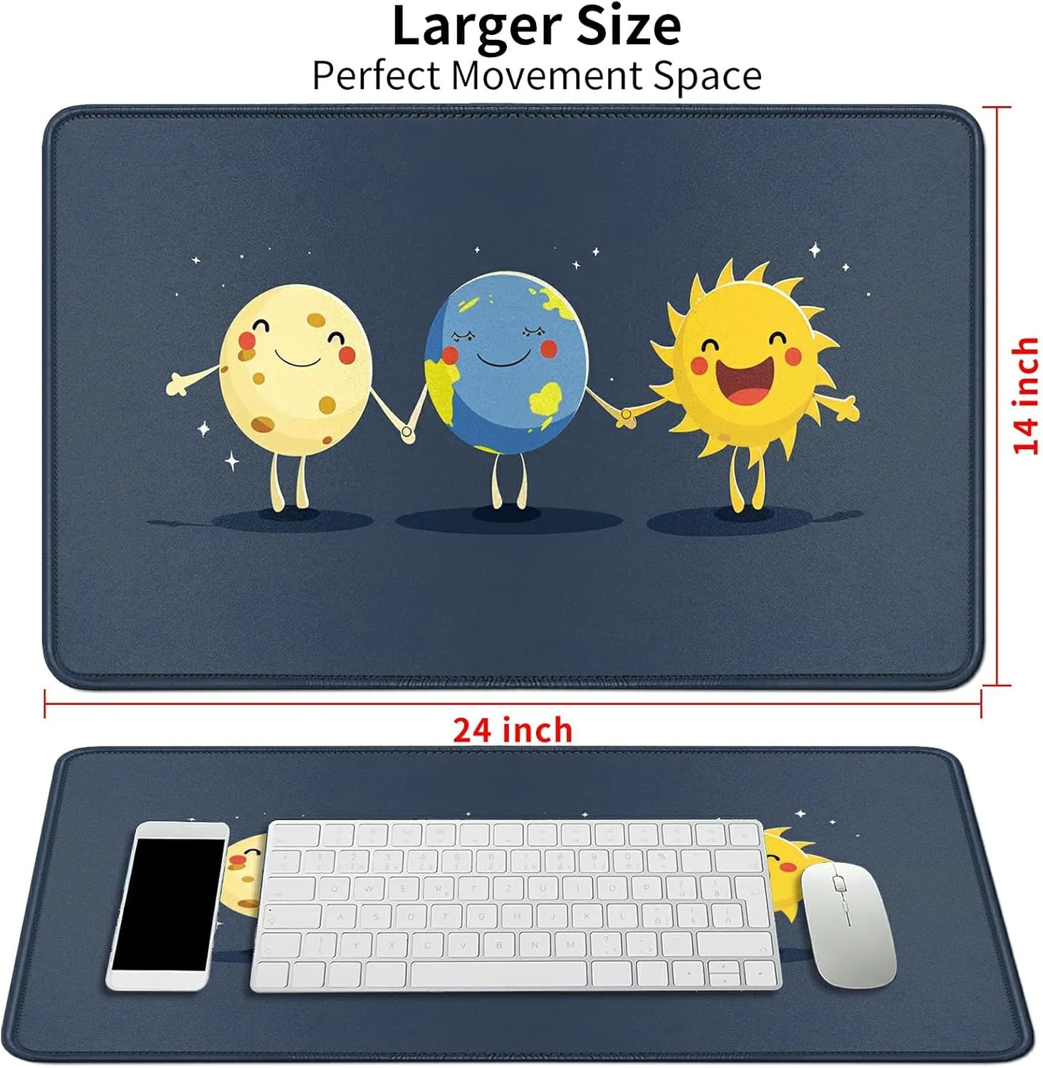 3 Cute Cartoon Planets Card Mat for MTG & TCG Playmat Mouse Pad,23.6" x 13.8" Game Mat Trading Card Game Playmats Table Mat Perfect for Card Games Video Games Computer Office