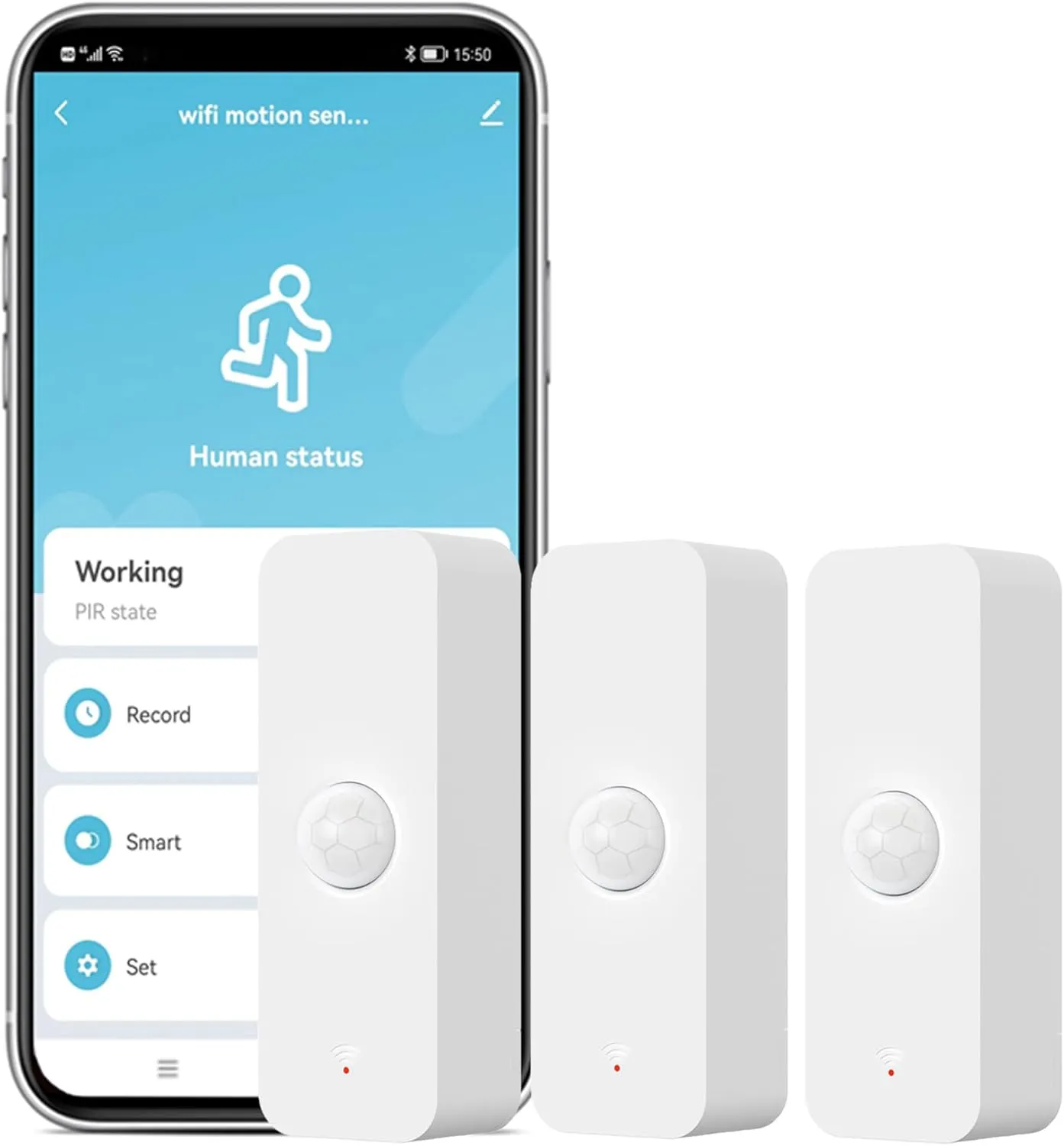 3-Pack Smart PIR Motion Sensor: WiFi Motion Detector with App Notification Alerts, Wireless Contact Sensor for Home Security and Smart Home Automation, No Hub Required, Compatible with Alexa