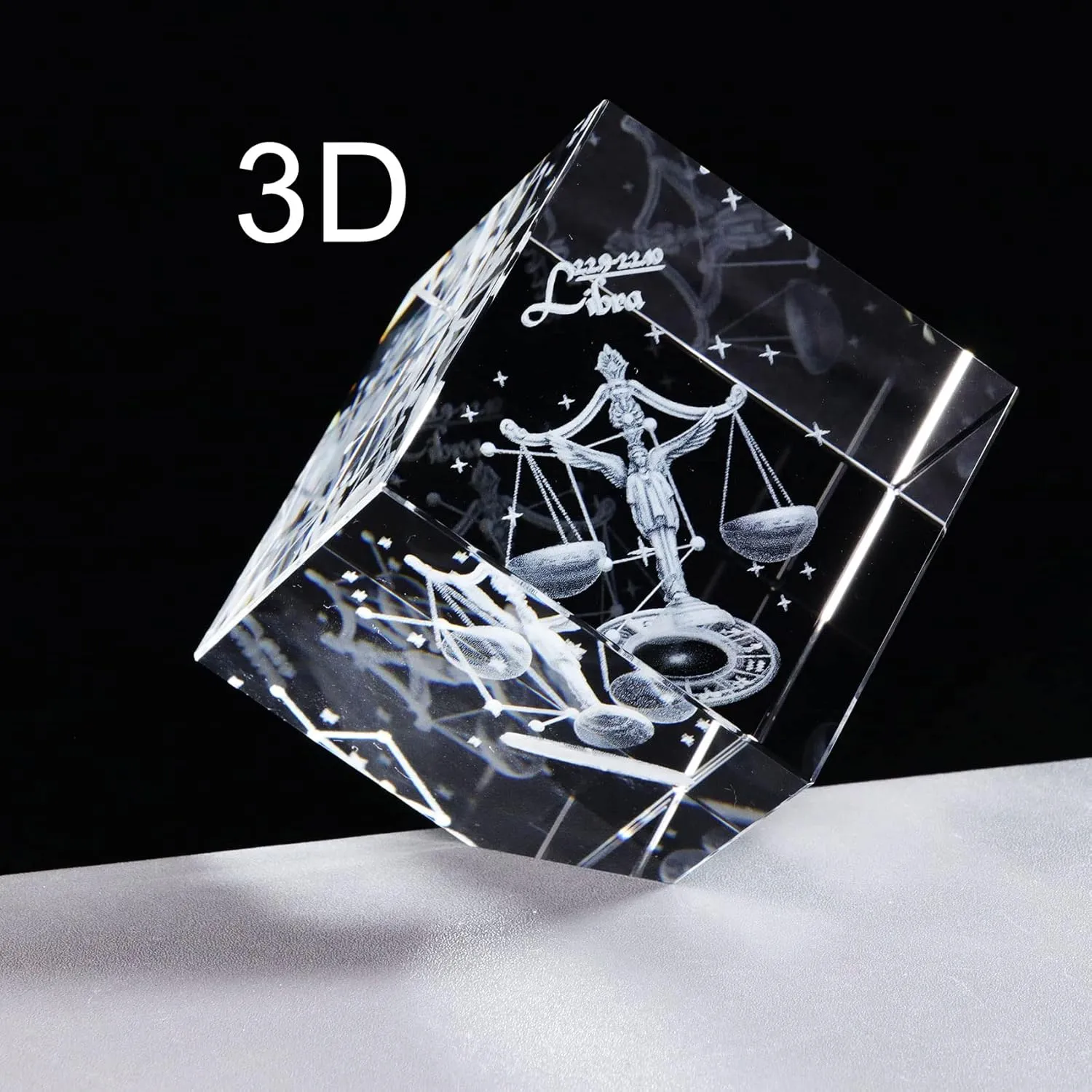 3d Crystals Libra Gifts Zodiac Astrology Gifts For Women Men,Libra Glass Figurine Decor Constellation Stuff September October Birthday Gifts For Girlfriend Woman Wife Keepsake Sign Symbolic: Balance