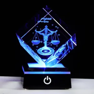 3d Crystals Libra Gifts Zodiac Astrology Gifts For Women Men,Libra Glass Figurine Decor Constellation Stuff September October Birthday Gifts For Girlfriend Woman Wife Keepsake Sign Symbolic: Balance