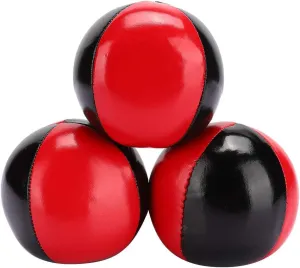 3PCS Red Black Juggling Ball Set PU Leather High End Portable EPS Fine Colloidal Particle Juggling Ball