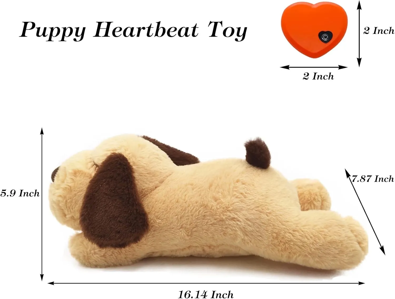 3T group Puppy Heartbeat Toy Sleep Aid,Dog Heartbeat Toy for Puppies Stuffed Animal Toys Anxiety Relief Puppy Essentials Toys Stuffed Dog Calming Plush Pillow (Yellow)