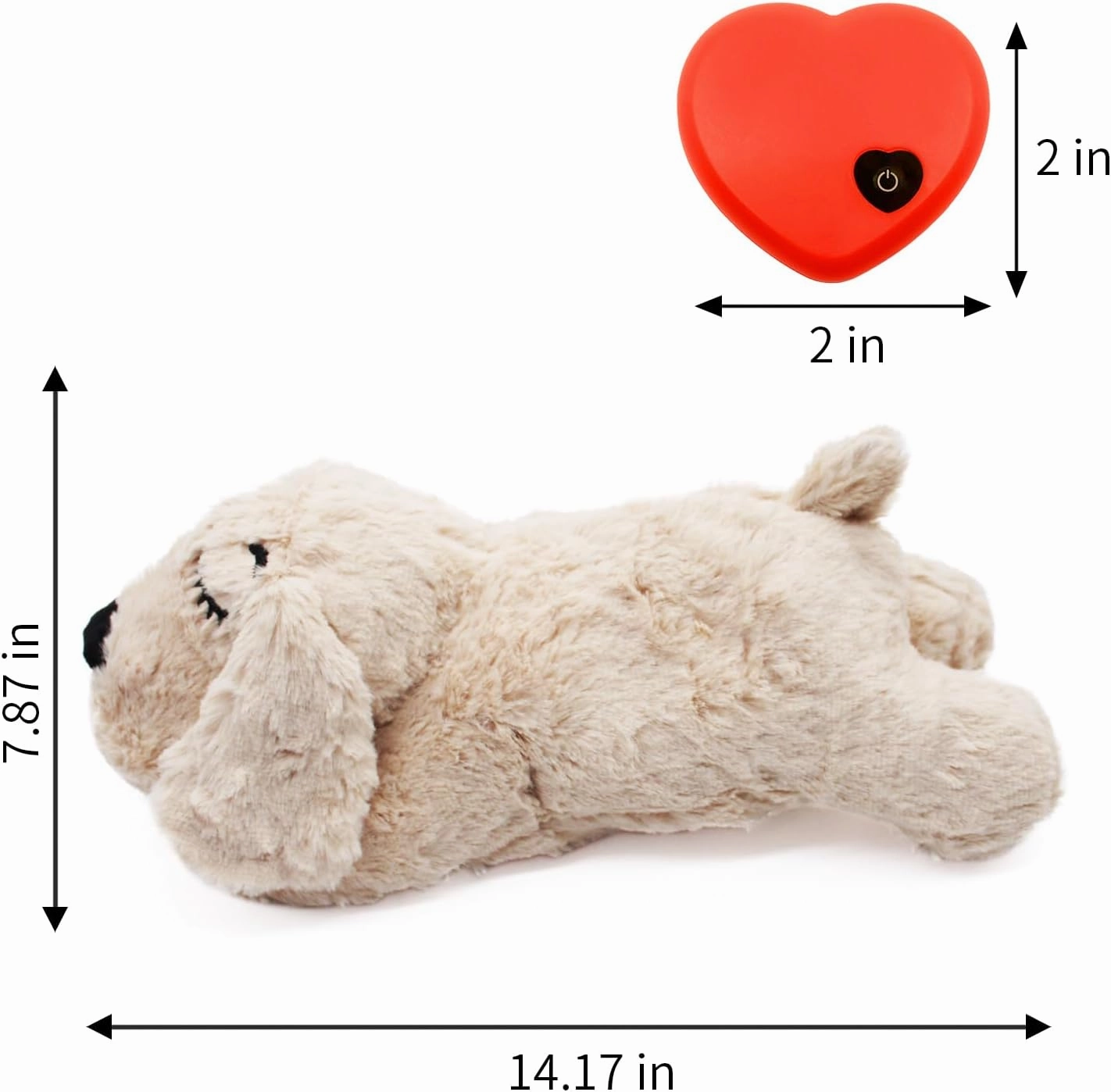 3T group Heartbeat Puppy for Dogs Puppy Heartbeat Toy Sleep Aid for Puppy Essentials Heartbeat Toy for Dogs Stuffed Animal with Heartbeat for Puppies,Anxiety Relief Pillow Plush Calming Toys (Beige)